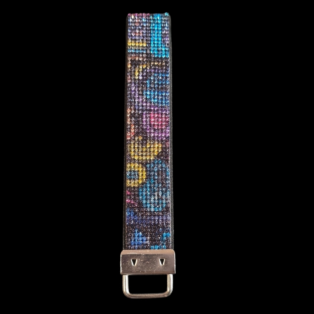 Colorful Patterned Rhinestone Wristlet Keychain - Picture 2 of 2